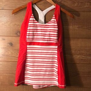 Lululemon Fast Track Striped Racer Back Tank Top